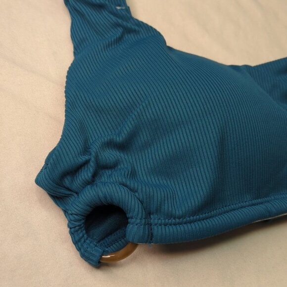 NWT Ribbed Highrise Bikini Blue with Acrylic Circle Accents By Quintsoul - Picture 3 of 11